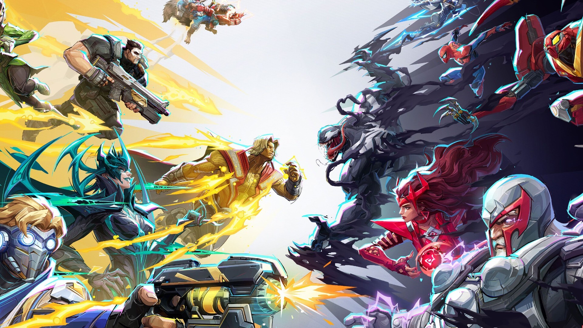 Screenshot of GameSpot's games review: GameSpot gave Marvel Rivals an 8 while calling $23 skins 'fairly standard.'